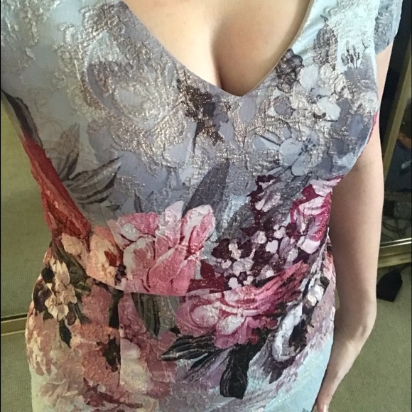 Long Metallic/Floral Dress - Picture 2 of 4